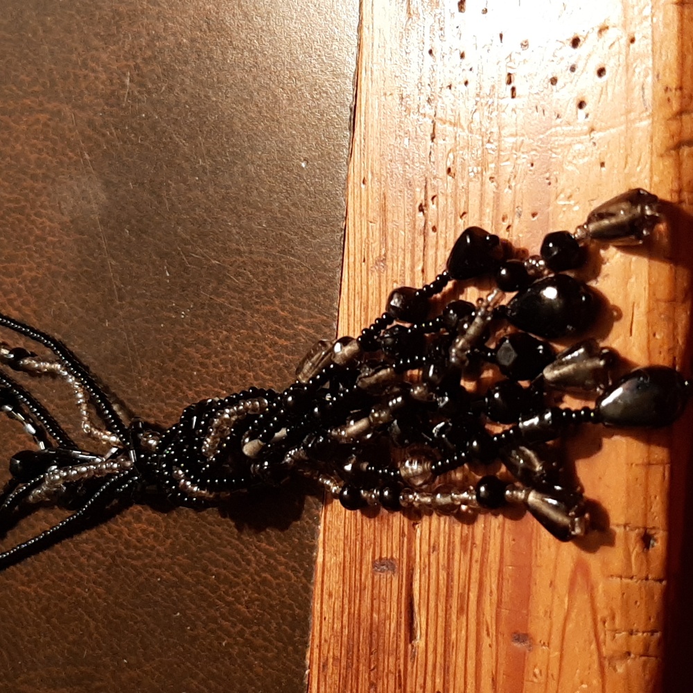 3 Piece Beaded Black 4 Strand Necklace with Matching Drop Pierced Earrin… - Picture 4 of 11